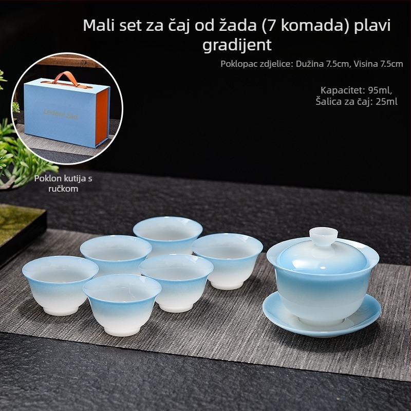 Kung fu set za čaj s gaiwanom i šalicama, keramički kućni set za pripremu čaja, šalice s gradijentnom bojom