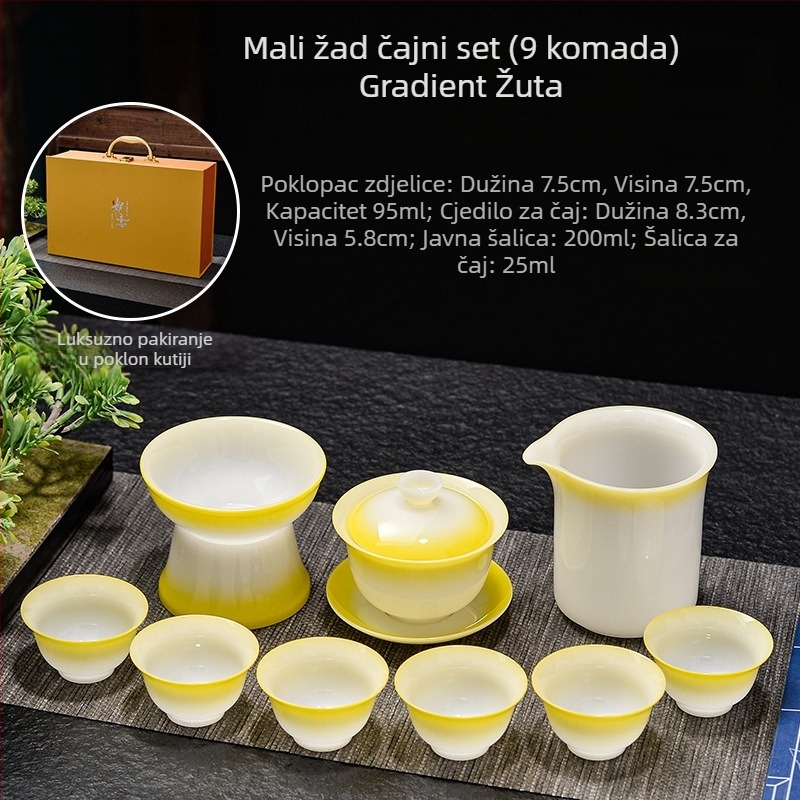Kung fu set za čaj s gaiwanom i šalicama, keramički kućni set za pripremu čaja, šalice s gradijentnom bojom