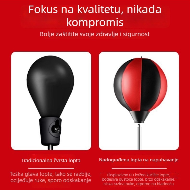 Vertikalna boksačka lopta za kućnu upotrebu — trening brzine i reakcije za odrasle i djecu, fitness oprema s funkcijom odskoka