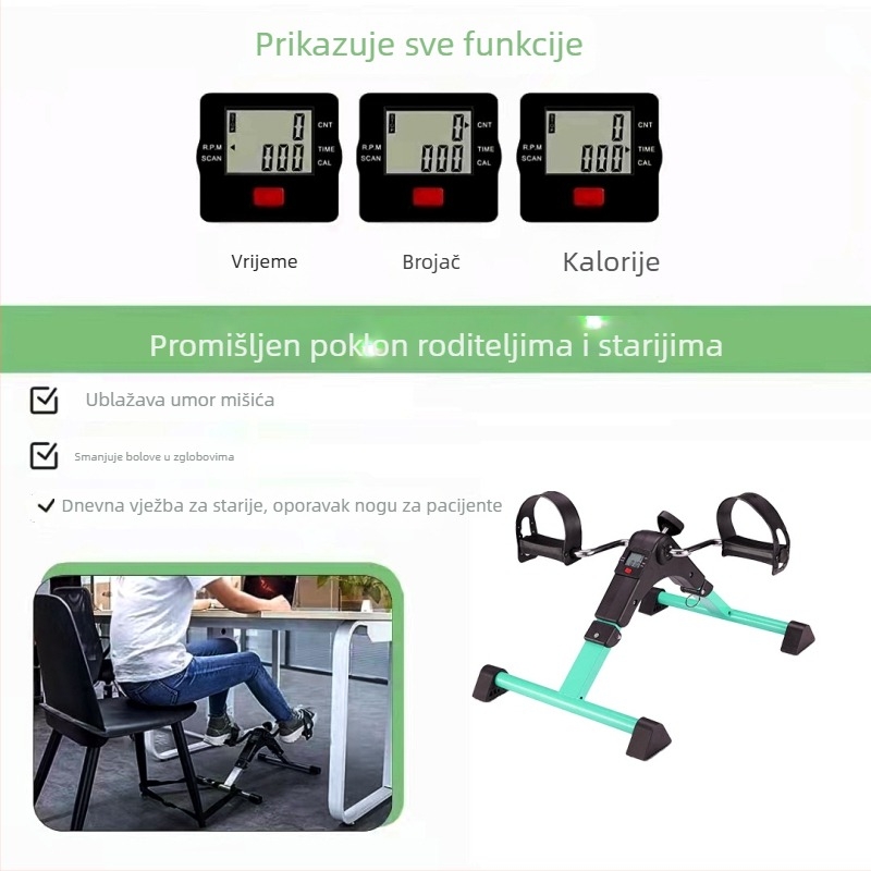 Unaprijeđeni kućni pedalni uređaj za starije osobe — rehabilitacija gornjih i donjih udova, kompaktni pedalni bicikl i mini stepper