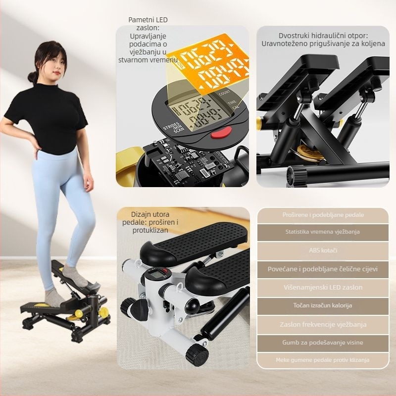 Mini fitness stepper za kućnu upotrebu – višenamjenski, tih, stacionarni pedalni stroj za vježbanje na mjestu za mršavljenje