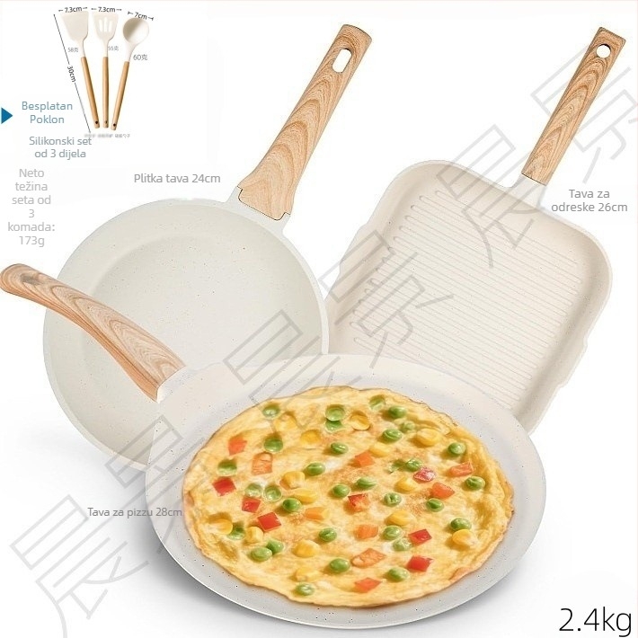 Non-stick dvostruka tava za jaja i prženje, s područjima za roštilj, palačinke, pizzu i steak
