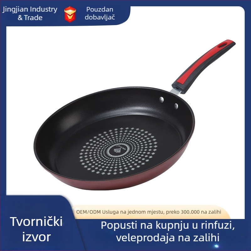 Lijevana tava od lijevanog željeza s neprijanjajućim premazom, ravnim i dvostrukim dnom, kompatibilna s većinom štednjaka