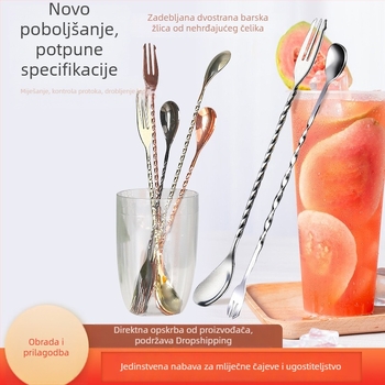 Nehrđajući čelik, duga drška bar žlica za koktele, kavu i čaj s mlijekom; miješalica različitih veličina