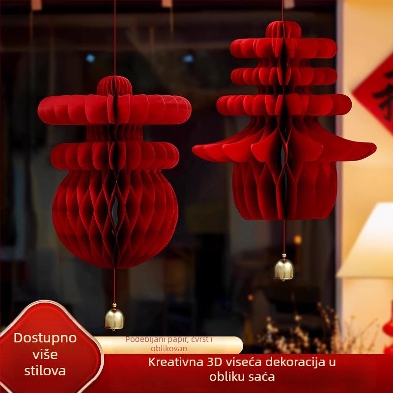 Godina konja 2026: 3D lampion od saća za vrata i zid, proljetna dekoracija