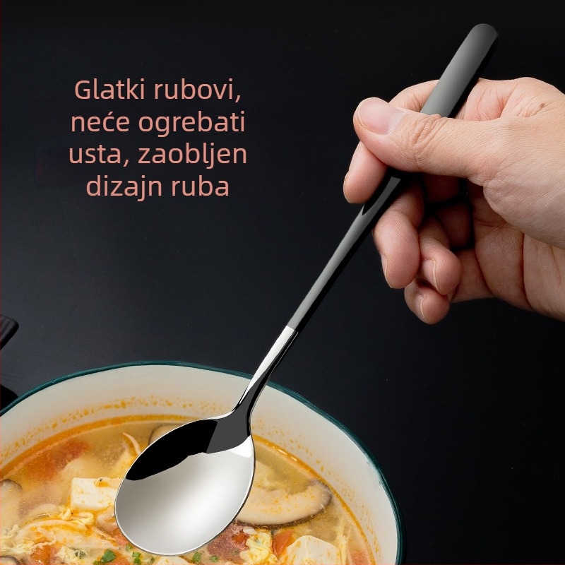 316 nehrđajući čelik, žlica s dugom drškom, korejskog stila, za juhu, desert, led i miješanje (deblja konstrukcija)