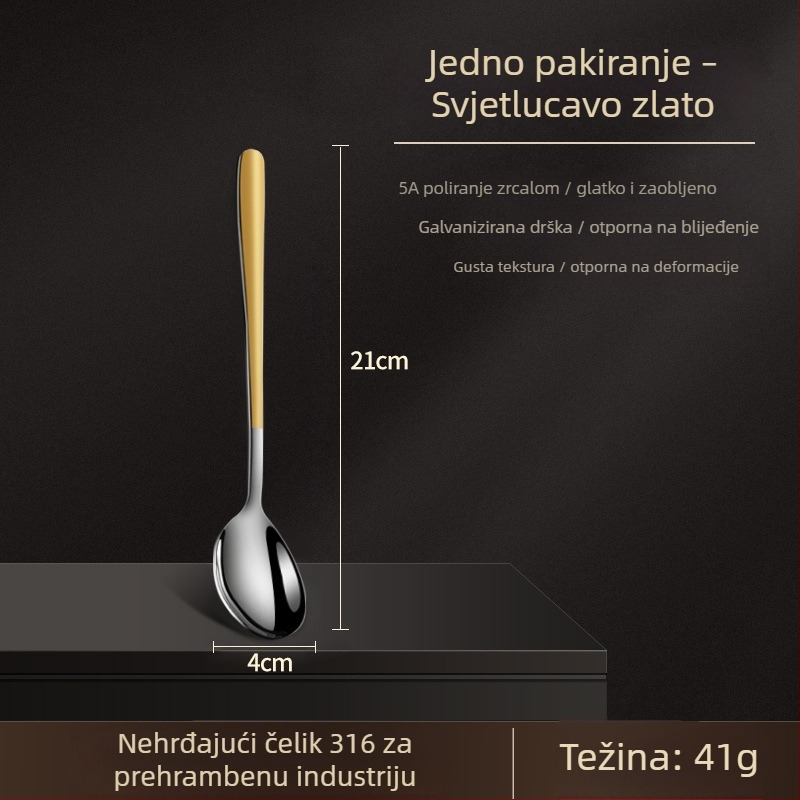 316 nehrđajući čelik, žlica s dugom drškom, korejskog stila, za juhu, desert, led i miješanje (deblja konstrukcija)
