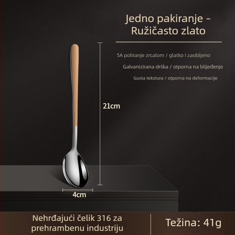 316 nehrđajući čelik, žlica s dugom drškom, korejskog stila, za juhu, desert, led i miješanje (deblja konstrukcija)