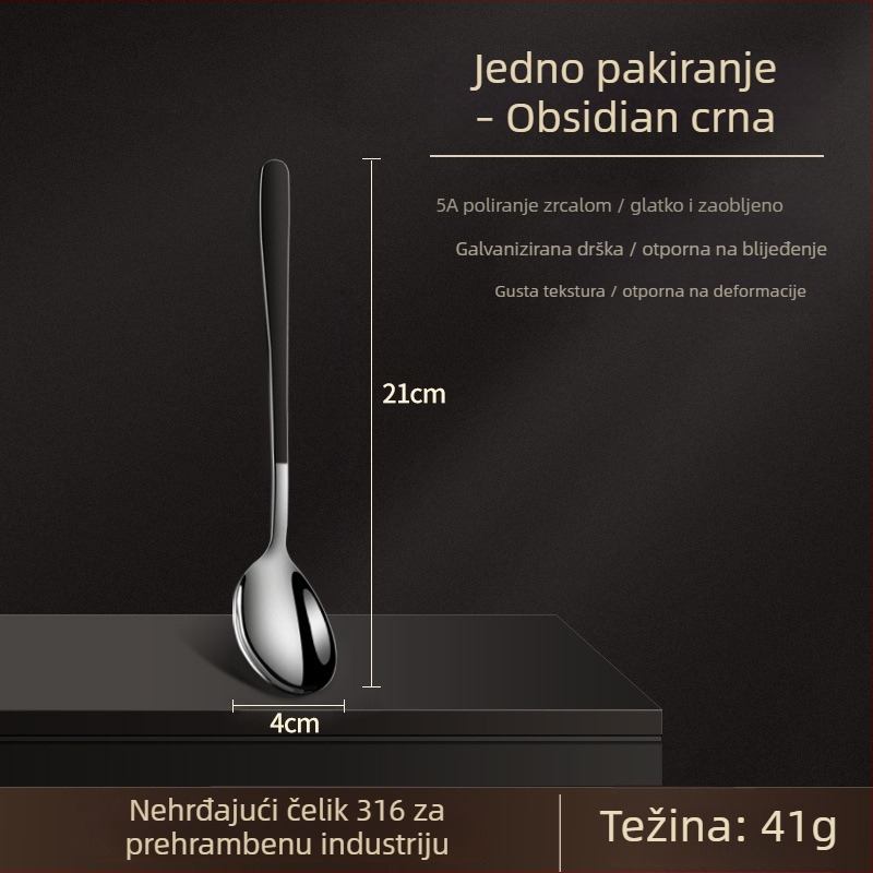 316 nehrđajući čelik, žlica s dugom drškom, korejskog stila, za juhu, desert, led i miješanje (deblja konstrukcija)