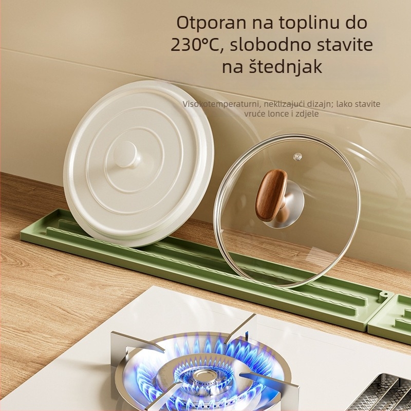 Silikonska podloga za skladištenje poklopaca, prijenosna i modularna za kuhinjski pult, protuklizna