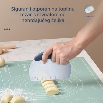 Špatula za tijesto od nehrđajućeg čelika s mjernom skalom i polukružnim rezačem za kruh i pečenje