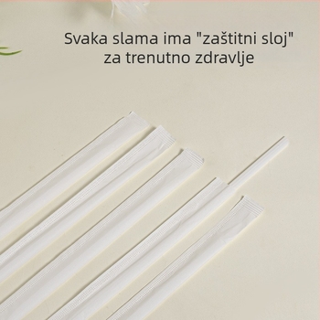 Jednokratna bijela plastična slamka s miješalicom za tople napitke i mliječni čaj, šiljasti vrh, tanak cijev