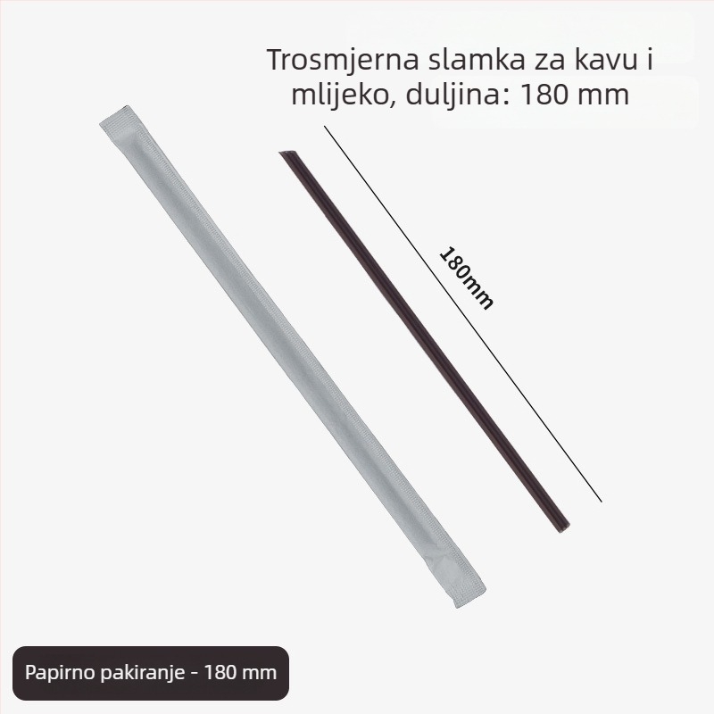 Jednokratna bijela plastična slamka s miješalicom za tople napitke i mliječni čaj, šiljasti vrh, tanak cijev
