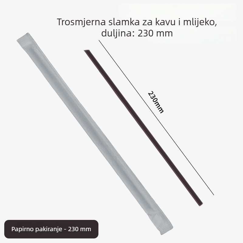 Jednokratna bijela plastična slamka s miješalicom za tople napitke i mliječni čaj, šiljasti vrh, tanak cijev