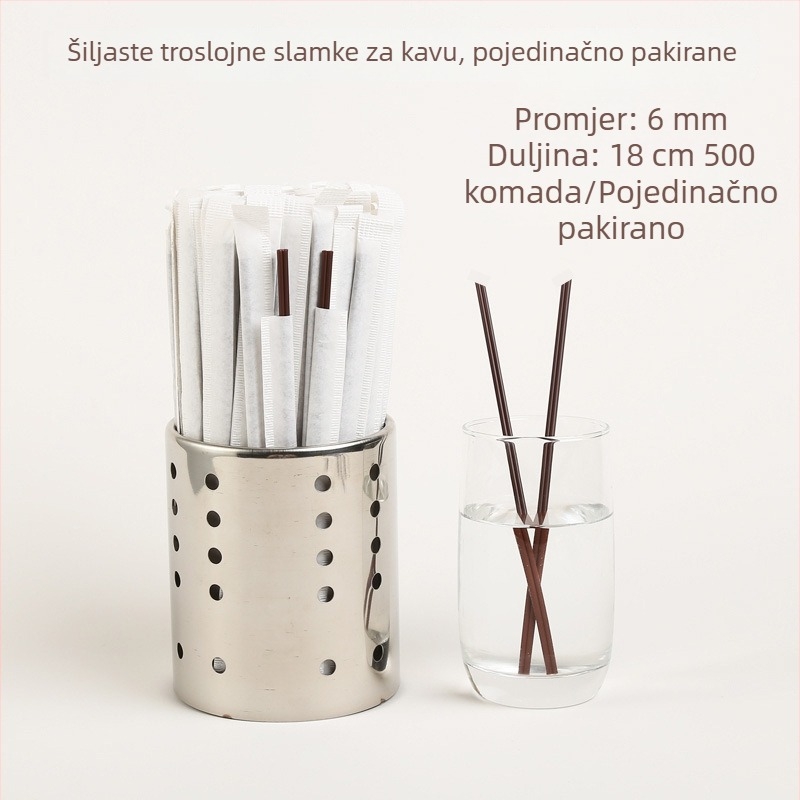 Jednokratne slamke za kavu s oštrim vrhom i tri otvora, individualno pakirane, s čvrstim štapićem za miješanje za čaj s mlijekom i topla pića