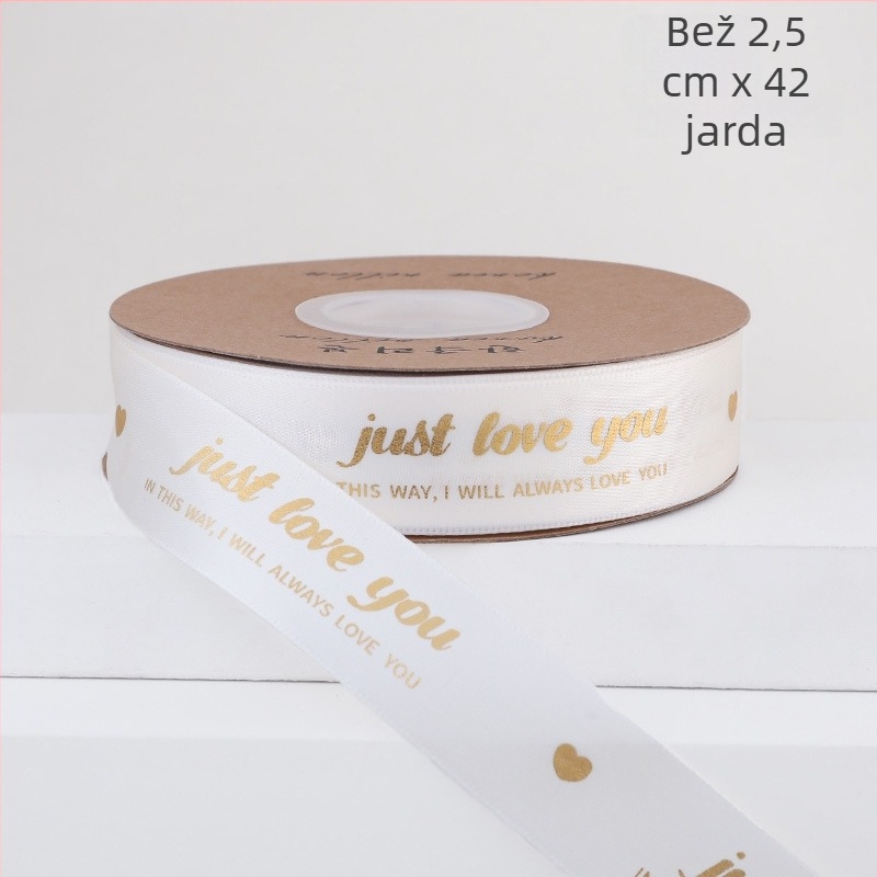 2,5 cm široka traka za pakiranje buketa, traka za pakiranje cvijeća i darova, DIY traka s malim zlatnim srcem