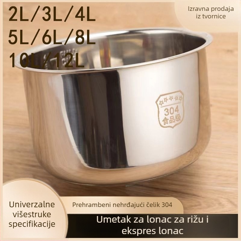 Unutarnji lonac od 304 nehrđajućeg čelika za rižar i tlak kuhalo, višeslojno dno, kapaciteti 2 L i 3 L