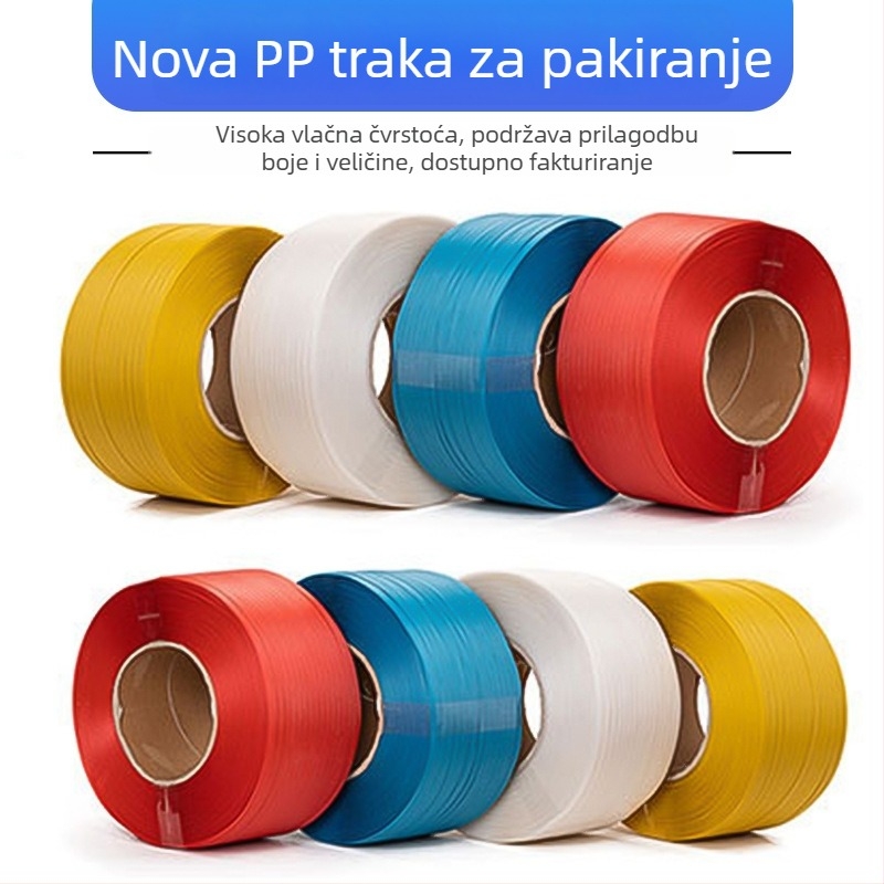 PP traka za strojno pakiranje kartona, 0,7 mm, nosivost 90 kg, bijela