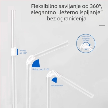 Jednokratna slamka u zasebnom pakiranju, plast za prehranu, prozračna, savitljiva, za majke i djecu kod kuće