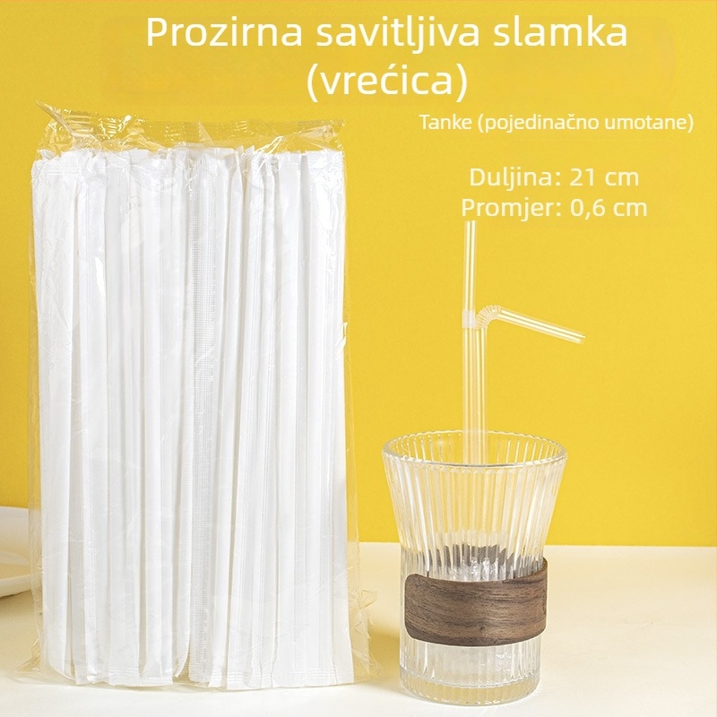 Jednokratna slamka u zasebnom pakiranju, plast za prehranu, prozračna, savitljiva, za majke i djecu kod kuće