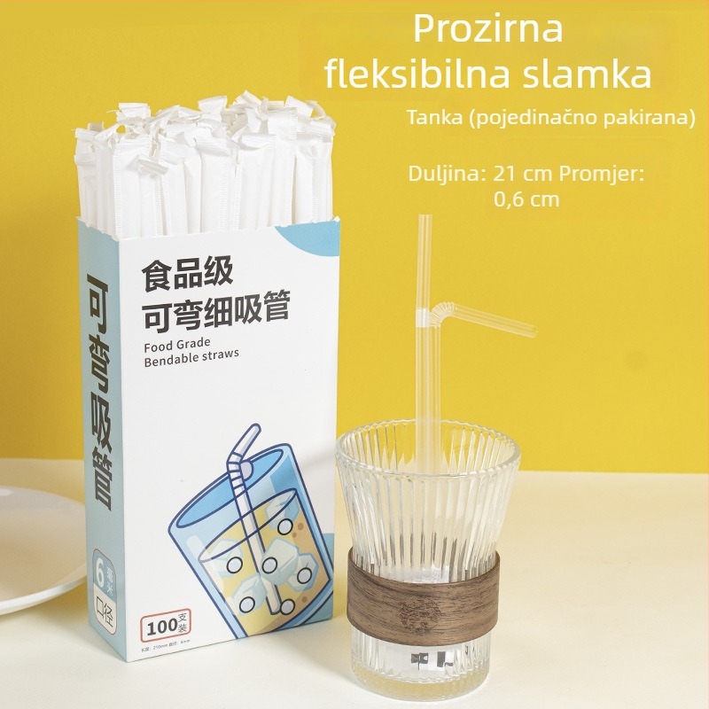 Jednokratna slamka u zasebnom pakiranju, plast za prehranu, prozračna, savitljiva, za majke i djecu kod kuće