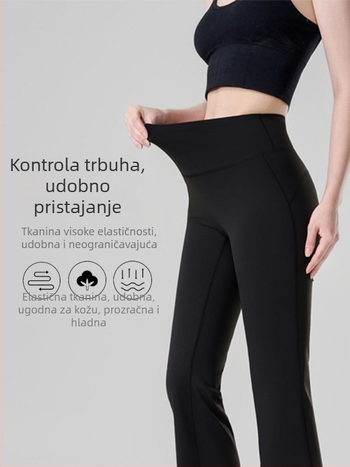 Pantalone s slojem zraka, 3/4 dužine, ravne cigaret hlače za žene, visok pojas, mršavljenje i podizanje stražnjice, nude dojam, za jogu i fitness