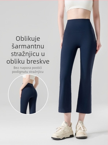 Pantalone s slojem zraka, 3/4 dužine, ravne cigaret hlače za žene, visok pojas, mršavljenje i podizanje stražnjice, nude dojam, za jogu i fitness