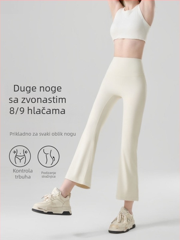 Pantalone s slojem zraka, 3/4 dužine, ravne cigaret hlače za žene, visok pojas, mršavljenje i podizanje stražnjice, nude dojam, za jogu i fitness