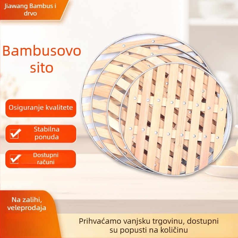 Kućni bambusov koš za paru i rešetka, više veličina, bambusni poklopac
