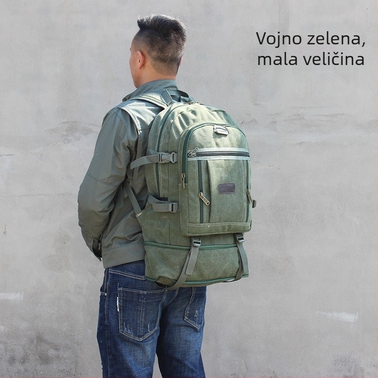 Proširivi platneni ruksak za putovanje, 56–75 L, otporan na habanje, unisex