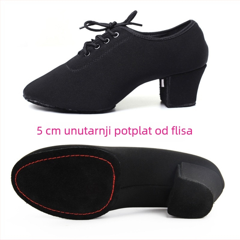 Djevojačke latino plesne cipele za Cha-Cha i probne plesne vježbe, niski potpetica, prozračni platneni gornji dio, za djecu