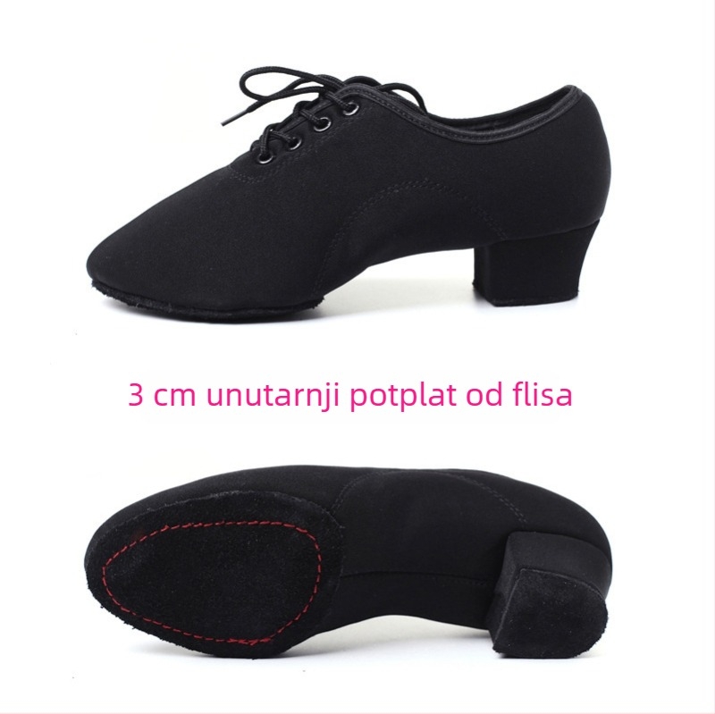Djevojačke latino plesne cipele za Cha-Cha i probne plesne vježbe, niski potpetica, prozračni platneni gornji dio, za djecu