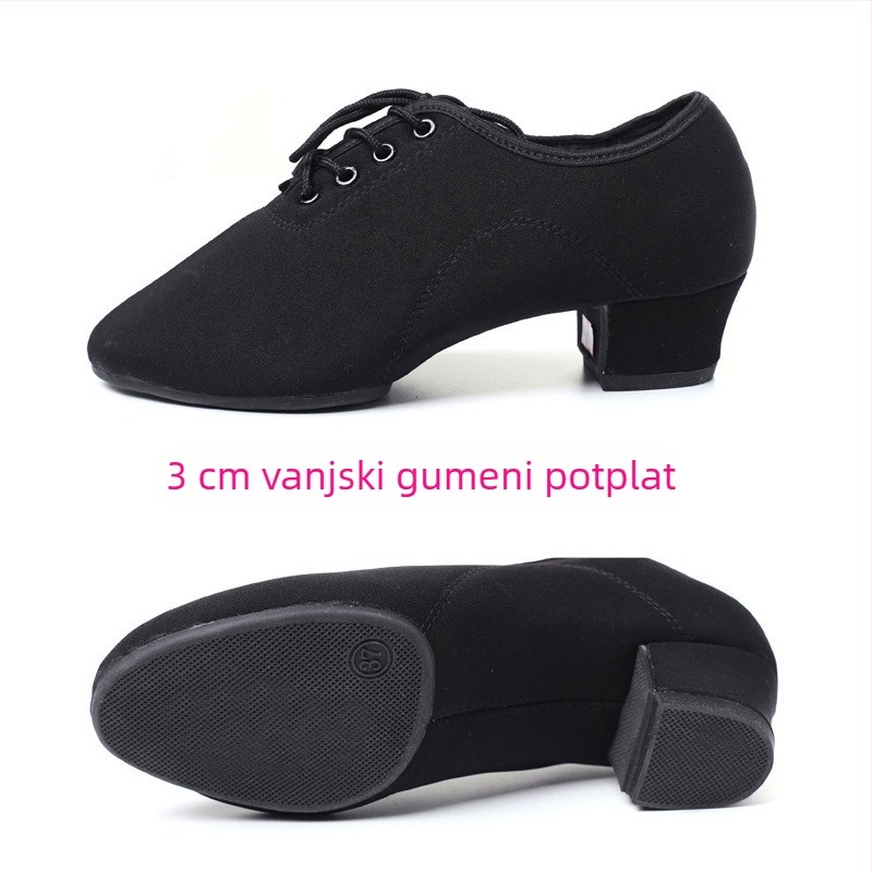 Djevojačke latino plesne cipele za Cha-Cha i probne plesne vježbe, niski potpetica, prozračni platneni gornji dio, za djecu