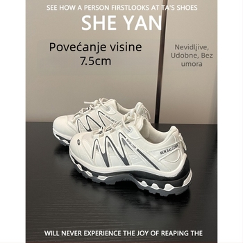Ženske cipele od ovčje kože za povećanje visine, stil dad shoes, mrežasti gornji dio, proljeće-ljeto, 2025 novi model, svestrane, prozračne outdoor tenisice