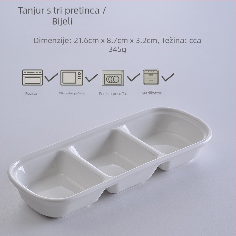 Trojkomorna posuda za umake i dipove, podijeljena posuda za hot pot i roštilj