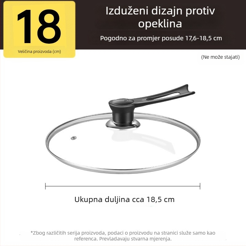 Poklop od kaljenog stakla za lonac, otporan na visoke temperature, univerzalnog promjera 32 cm, za kuhanje, prehrambene kvalitete, debeli dizajn