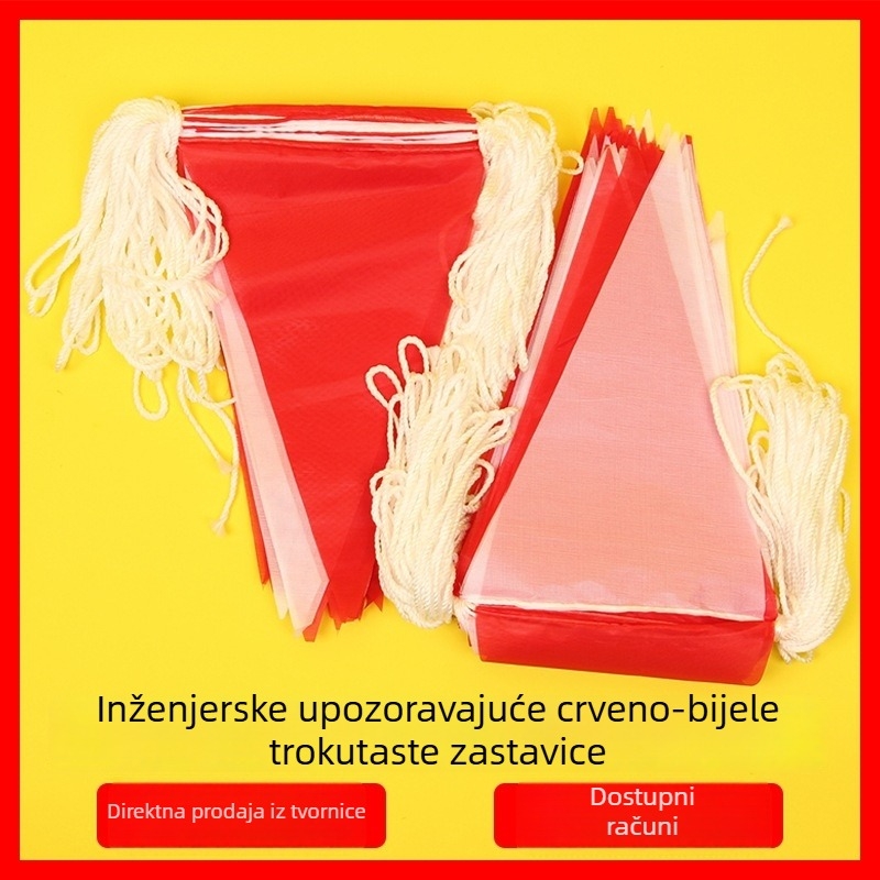 Trokutaste crveno-bijele zastavice za festivalnu girlandu od tafta tkanine