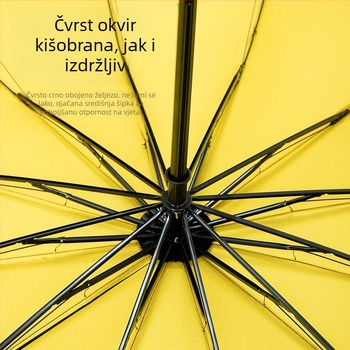 Izuzetno veliki sklopivi kišobran za muškarce i žene, pogodan za dvoje ili troje, kiša ili sunce, vinil zaštita od sunca