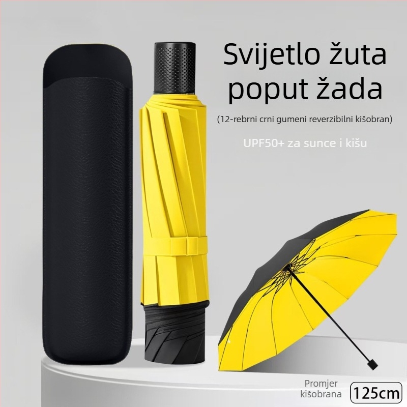 Izuzetno veliki sklopivi kišobran za muškarce i žene, pogodan za dvoje ili troje, kiša ili sunce, vinil zaštita od sunca