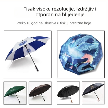 Potpuno automatski ojačani kišobran za sunčano i kišno vrijeme, trostrano sklopivi kišobran, ženski, reklamni kišobran, poslovni dar.