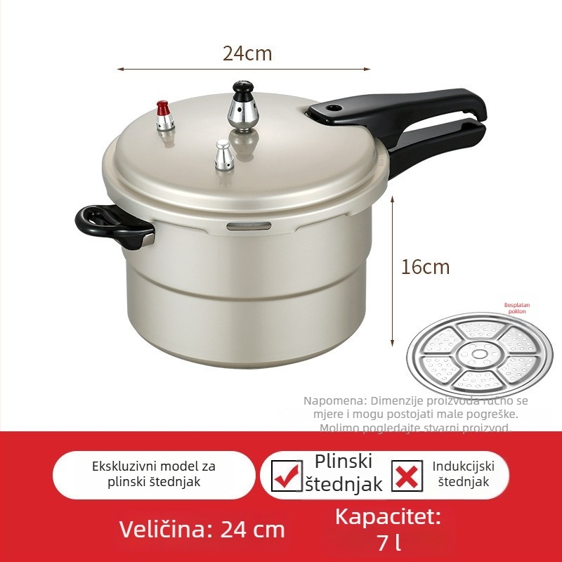 Plinski lonac pod pritiskom, dvostruka namjena, aluminijska legura, korejski stil, otporan na eksplozije