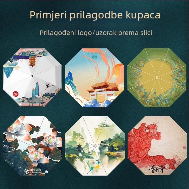 Automatski sklopivi kišobran s vinilnom tkaninom, tisk logotipa, UV zaštita, kiša ili sunce, kreativni poklon