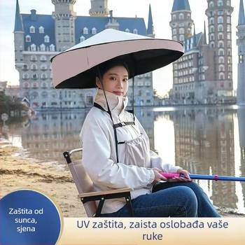 Šešir-kišobran za glavu, UV zaštita, sjenica za ribolov, slobodne ruke, prijenosni sklopivi kišobran