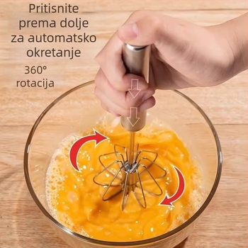 Poluautomatski kuhač za jaja od nehrđajućeg čelika za kućnu upotrebu, ručna mućkalica za jaja i vrhnje, alat za pečenje