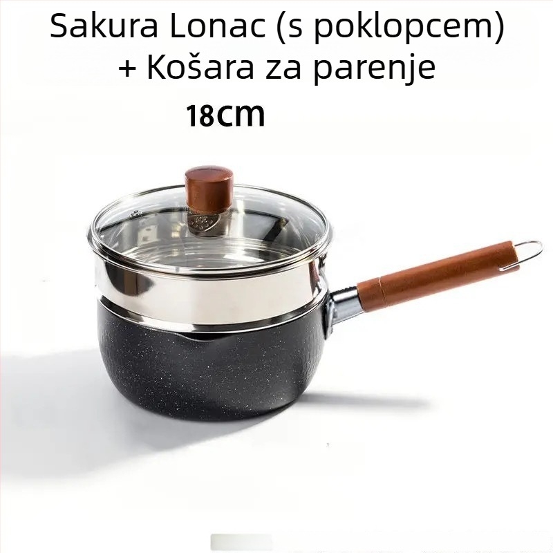 Japanski stil plitka posuda za mlijeko s Maifan kamenom, neprijanjajuća, za hranu za bebe, kompatibilna s plinskom pločom i indukcijom