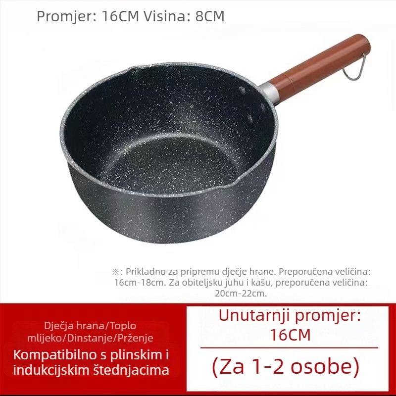Japanski stil plitka posuda za mlijeko s Maifan kamenom, neprijanjajuća, za hranu za bebe, kompatibilna s plinskom pločom i indukcijom