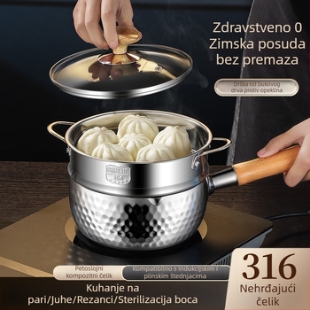 316 nehrđajući čelik Yukihira lonac, bez premaza, lonac za mlijeko i hranu za bebe, za prženje i instant rezance, japanskog stila mali mliječni lonac, neprijanjajući