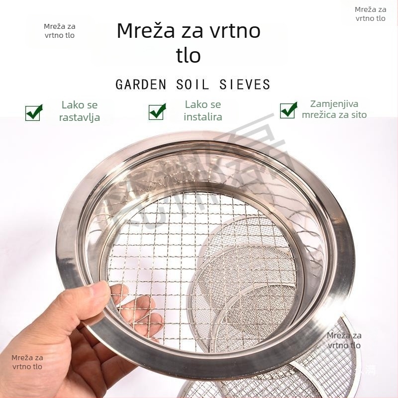 Kružni set sita za tlo za orhideje i vrtlarstvo – prosijavanje tla, pijeska i kamenja, riječnog pijeska