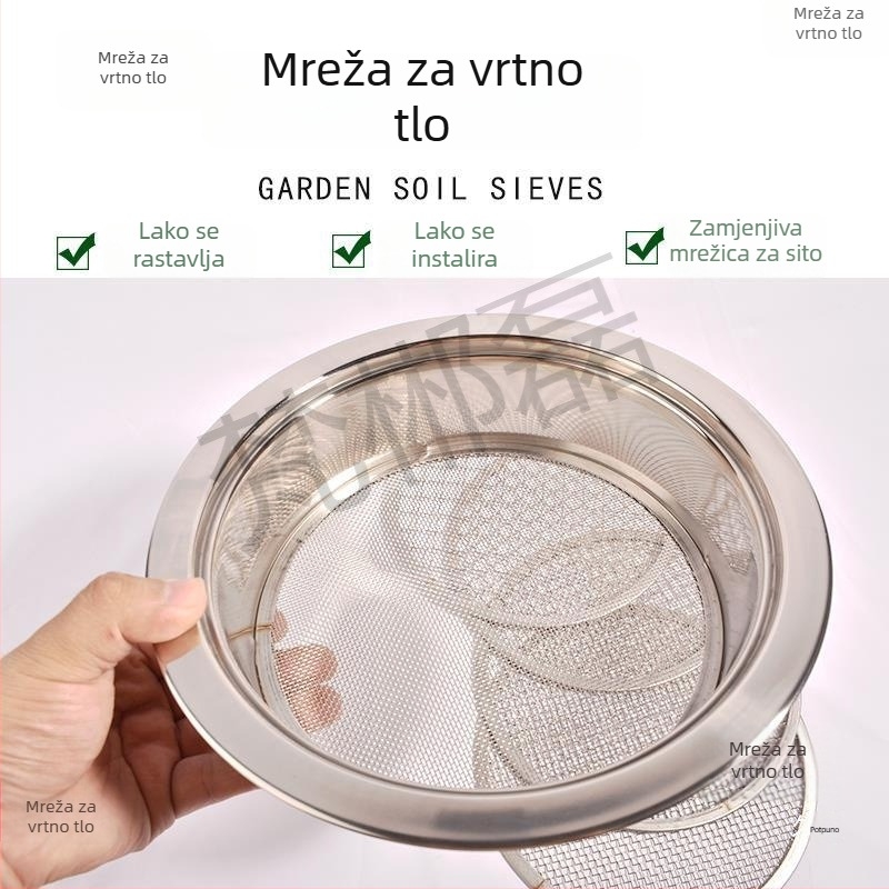 Kružni set sita za tlo za orhideje i vrtlarstvo – prosijavanje tla, pijeska i kamenja, riječnog pijeska