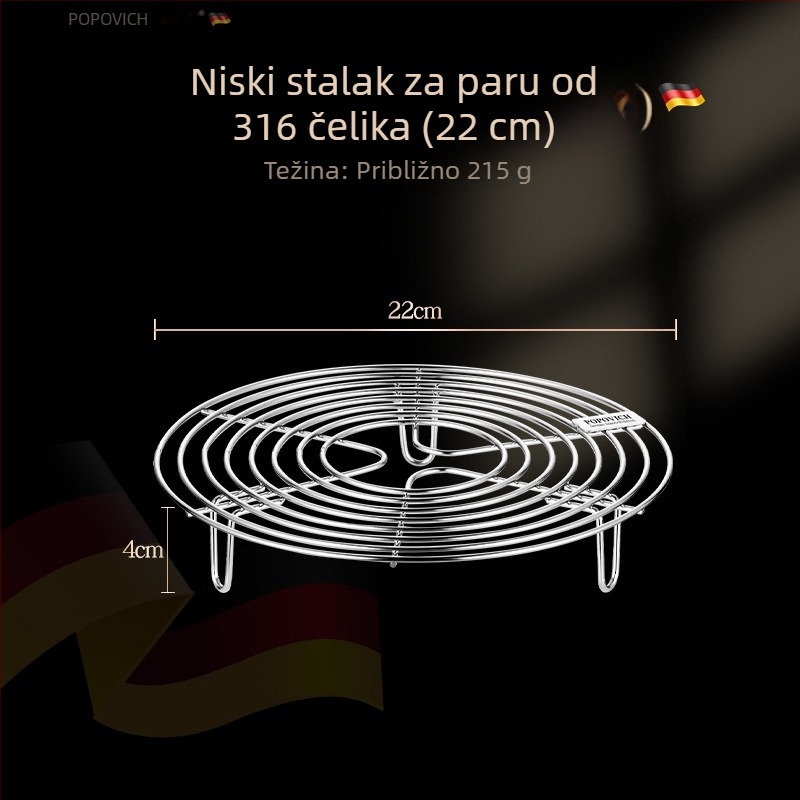 Stalak za parenje od 316 nerđajućeg čelika, Bain‑Marie funkcija, 304 prehrambena kvaliteta, višenamjenski kuhinjski parni stalak za kućnu uporabu